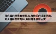 灭火器的种类有哪些,以及他们的适用范围,灭火器种类有几种,分别用于哪些火灾